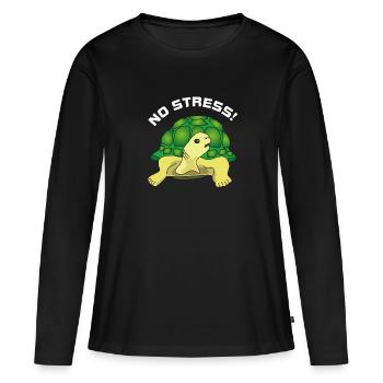no stress - T-shirt manches longues Premium bio Femme - noir - Devant - Julia (174cm)