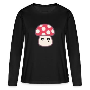 Fliegenpilz Genervt Kawaii - Frauen Premium Bio Langarmshirt - Schwarz - Vorne - Julia (174cm)