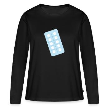 Comprimés médicaments santé - T-shirt manches longues Premium bio Femme - noir - Devant - Julia (174cm)