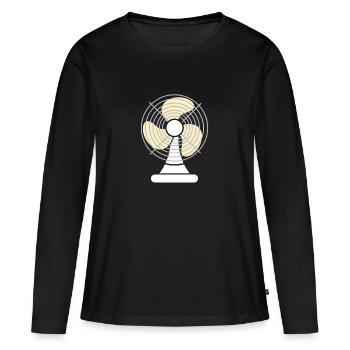 Ventilateur chaleur été - T-shirt manches longues Premium bio Femme - noir - Devant - Julia (174cm)
