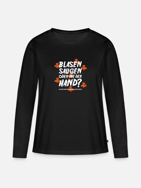 Laubbläser - Frauen Premium Bio Langarmshirt - Schwarz