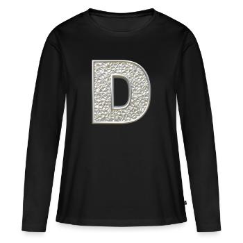 D, lettre, lettre D, initiale, initiale D, monogramme, - T-shirt manches longues Premium bio Femme - noir - Devant - Julia (174cm)