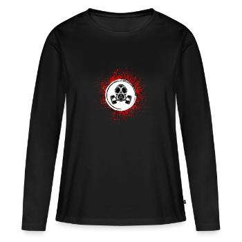 Icône de masque à gaz - T-shirt manches longues Premium bio Femme - noir - Devant - Julia (174cm)