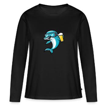 Bière d’après-ski Delfin - T-shirt manches longues Premium bio Femme - noir - Devant - Julia (174cm)