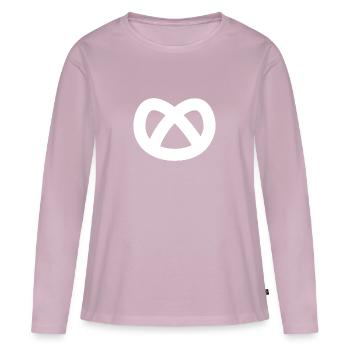 Bretzel blanche - T-shirt manches longues Premium bio Femme - rose poudré - Devant - Julia (174cm)