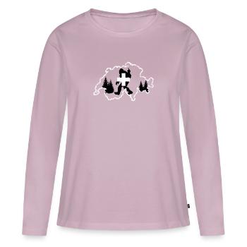 Big Foot en Suisse | Humour - T-shirt manches longues Premium bio Femme - rose poudré - Devant - Julia (174cm)