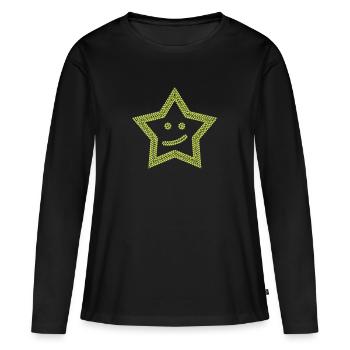 Étoile jaune amicale - T-shirt manches longues Premium bio Femme - noir - Devant - Julia (174cm)
