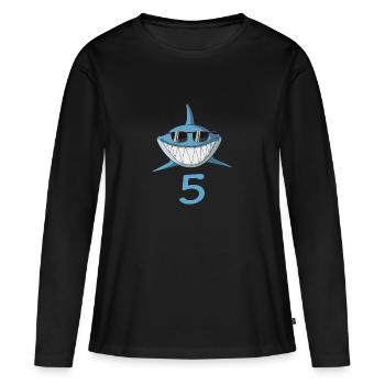 Requin cool five du requin Haiko High Five - T-shirt manches longues Premium bio Femme - noir - Devant - Julia (174cm)