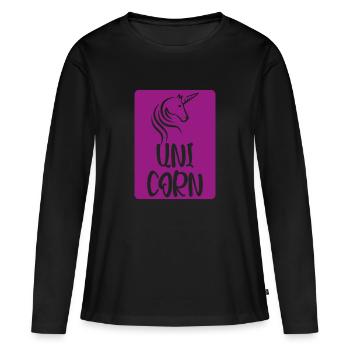 Licorne - T-shirt manches longues Premium bio Femme - noir - Devant - Julia (174cm)