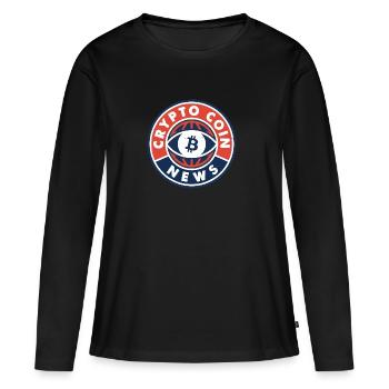 ACTUALITÉS CRYPTO COIN - BITCOIN - ALTCOIN - BLOC CHAINE - T-shirt manches longues Premium bio Femme - noir - Devant - Julia (174cm)