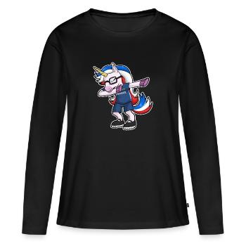 Supporter Coupe du Monde Équipe de France Football - T-shirt manches longues Premium bio Femme - noir - Devant - Julia (174cm)