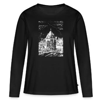 Radevormwald historisches Gartenhaus - Heimat - Frauen Premium Bio Langarmshirt - Schwarz - Vorne - Julia (174cm)
