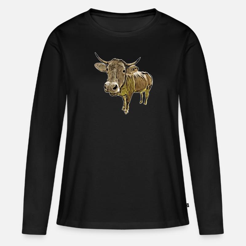 Funny cow - Women's Premium Organic Long Sleeve Shirt - black
