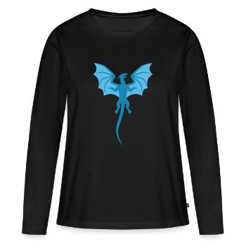 Drache Blau - Frauen Premium Bio Langarmshirt - Schwarz - Vorne - Julia (174cm)