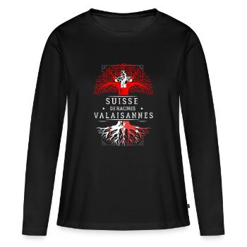 Racines Valaisannes - T-shirt manches longues Premium bio Femme - noir - Devant - Julia (174cm)