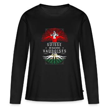 Racines Vaudoises - T-shirt manches longues Premium bio Femme - noir - Devant - Julia (174cm)
