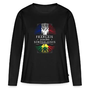Racines Sénégalaises - T-shirt manches longues Premium bio Femme - noir - Devant - Julia (174cm)
