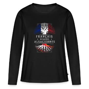 Racines Alsaciennes - T-shirt manches longues Premium bio Femme - noir - Devant - Julia (174cm)