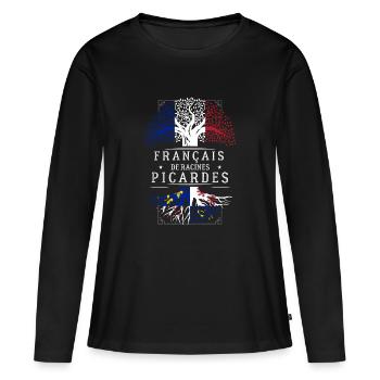 Racines Picardes - T-shirt manches longues Premium bio Femme - noir - Devant - Julia (174cm)