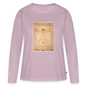 Leonardo da Vinci humain - T-shirt manches longues Premium bio Femme - rose poudré - Devant - Julia (174cm)