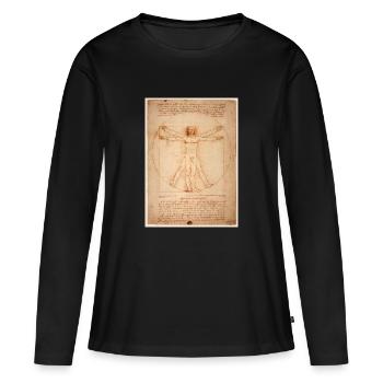 Leonardo da Vinci humain - T-shirt manches longues Premium bio Femme - noir - Devant - Julia (174cm)