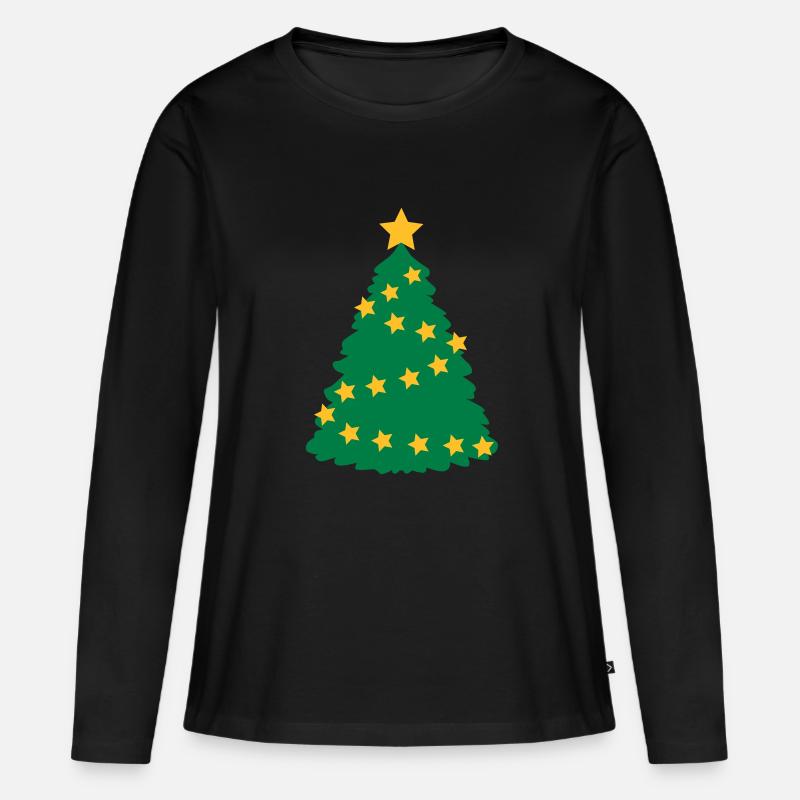 Weihnachtsbaum - Frauen Premium Bio Langarmshirt - Schwarz