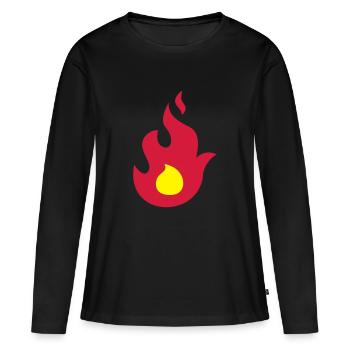Flamme de feu - Fire Flame - T-shirt manches longues Premium bio Femme - noir - Devant - Julia (174cm)