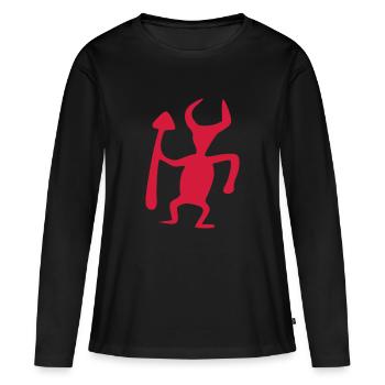 petroglyph spear warrior vector - Women's Premium Organic Long Sleeve Shirt - black - Front - Julia (174cm)