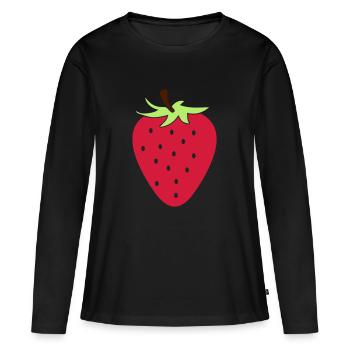 fraise - T-shirt manches longues Premium bio Femme - noir - Devant - Julia (174cm)