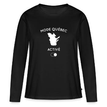 Mode Québec activé - T-shirt manches longues Premium bio Femme - noir - Devant - Julia (174cm)