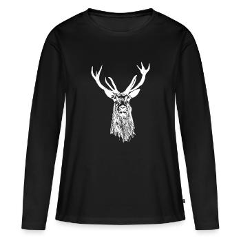 Ich liebe Hirsche Hirsch - Frauen Premium Bio Langarmshirt - Schwarz - Vorne - Julia (174cm)