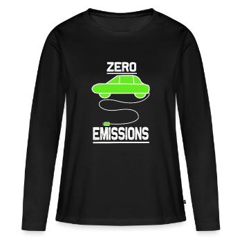 zero emissions - Frauen Premium Bio Langarmshirt - Schwarz - Vorne - Julia (174cm)