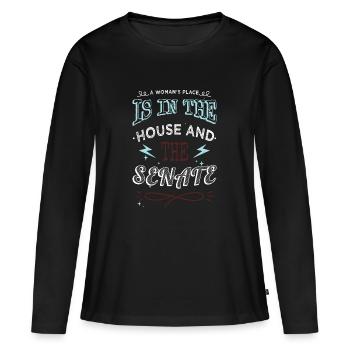 Blagues geek BlackPower Abort Greg Abbott Typographie - T-shirt manches longues Premium bio Femme - noir - Devant - Julia (174cm)