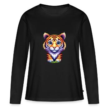 Promesse - T-shirt manches longues Premium bio Femme - noir - Devant - Julia (174cm)