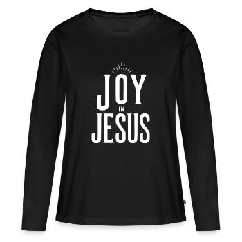 La joie en Jésus - T-shirt manches longues Premium bio Femme - noir - Devant - Julia (174cm)