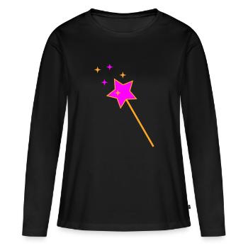 Baguette - T-shirt manches longues Premium bio Femme - noir - Devant - Julia (174cm)