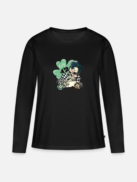lucky13 Rockabilly Poker - Frauen Premium Bio Langarmshirt - Schwarz