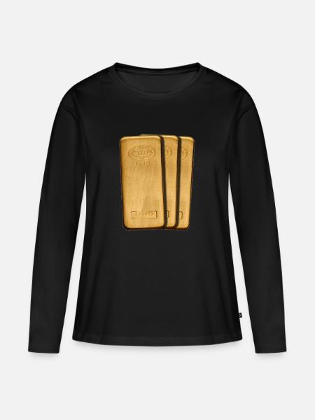 gold - Frauen Premium Bio Langarmshirt - Schwarz