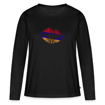 Arménie Arménie Arménie drapeau Arménien Cadeau - T-shirt manches longues Premium bio Femme - noir - Devant - Julia (174cm)