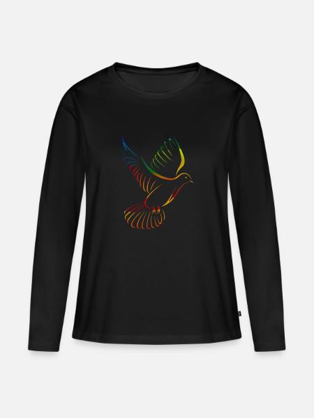 Friedenstaube - Frauen Premium Bio Langarmshirt - Schwarz