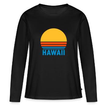 Hawaii (geteilte Sonne) - Frauen Premium Bio Langarmshirt - Schwarz - Vorne - Julia (174cm)
