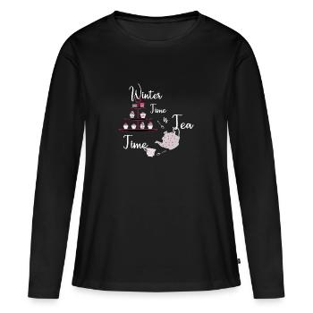 Winter - Frauen Premium Bio Langarmshirt - Schwarz - Vorne - Julia (174cm)