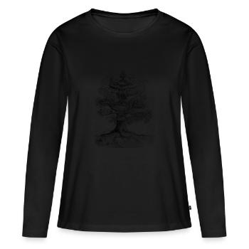 Yggdrasil, l'arbre du monde - T-shirt manches longues Premium bio Femme - noir - Devant - Julia (174cm)