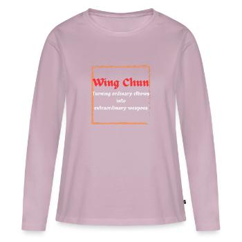 Coudes de Wing Chun - T-shirt manches longues Premium bio Femme - rose poudré - Devant - Julia (174cm)