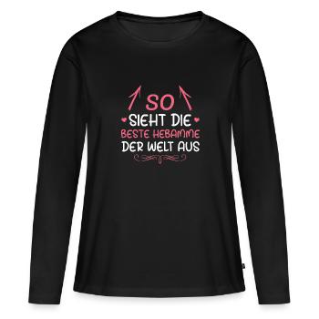 Beste Hebamme der Welt Entbindungspflegerin - Frauen Premium Bio Langarmshirt - Schwarz - Vorne - Julia (174cm)