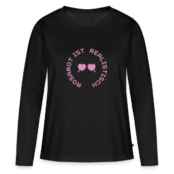 ROSAROT IST REALISTISCH - Frauen Premium Bio Langarmshirt - Schwarz - Vorne - Julia (174cm)