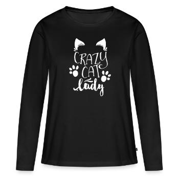 Crazy Cat Lady Shirt - Women's Premium Organic Long Sleeve Shirt - black - Front - Julia (174cm)