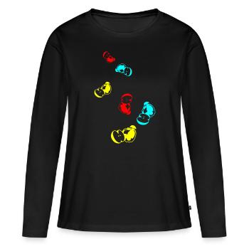 Vitamines de l’icône Apple - T-shirt manches longues Premium bio Femme - noir - Devant - Julia (174cm)