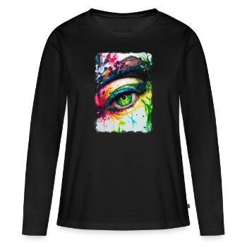 Iris - T-shirt manches longues Premium bio Femme - noir - Devant - Julia (174cm)