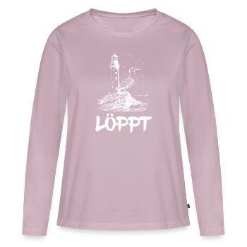 Löppt Möwe Leuchtturm Nordsee - Frauen Premium Bio Langarmshirt - Altrosa - Vorne - Julia (174cm)